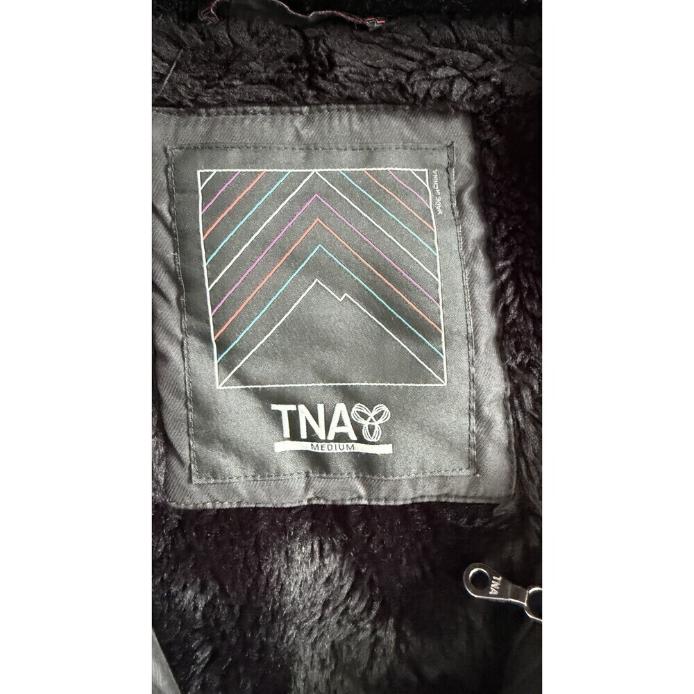 TNA Aritzia Parka Jacket Griffith Black Women M Sherpa Hood Slim Fit Mid-Length - Picture 7 of 16